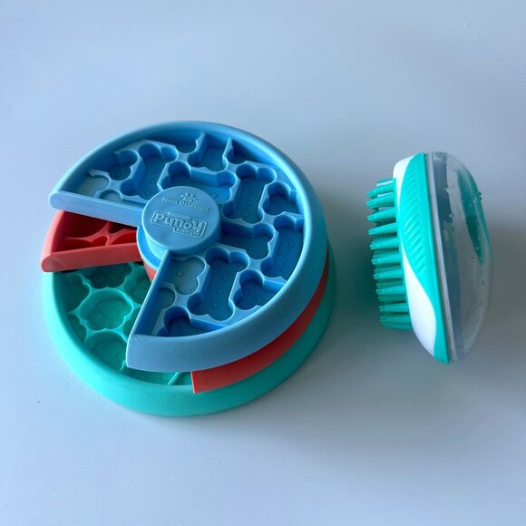 Other - Bundle of Dog Slow Feeder Puzzle Game & Shampoo Dispensing Massage Brush